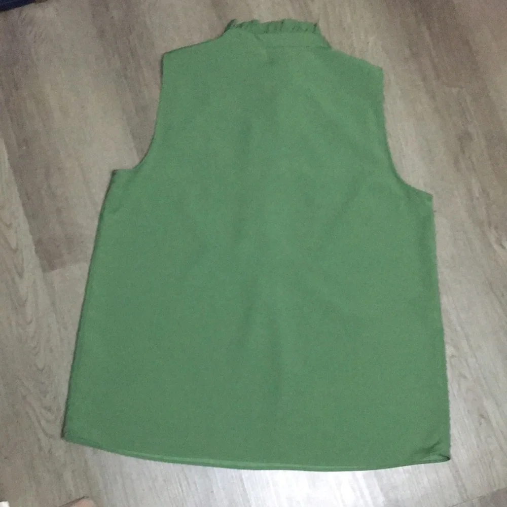 J. Crew Womens Green Sleeveless Ruffled Top (Size 6) - Picture 12 of 13